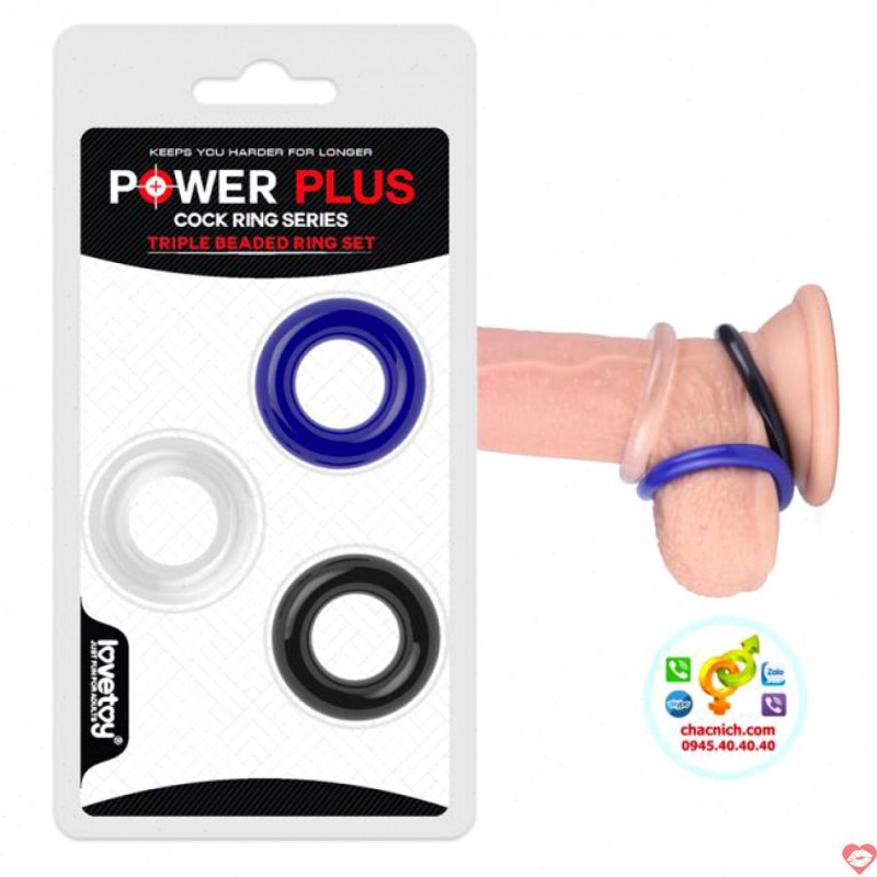 Bộ 3 vòng cockring Lovetoy Power Plus tăng kích cỡ chống xuất sớm 