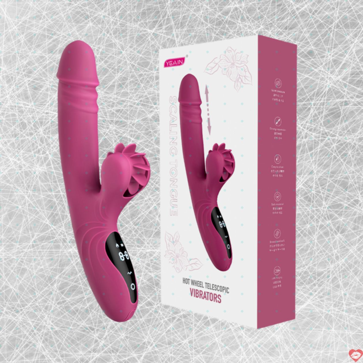 Dương vật giả rung thụt mạnh 9 chế độ nút cảm ứng kèm xoay liếm toả nhiệt cao cấp Yeain Hot Whell